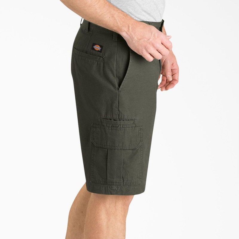 Green Dickies Relaxed Fit Ripstop Cargo Men's Shorts | 093-CIJDKY