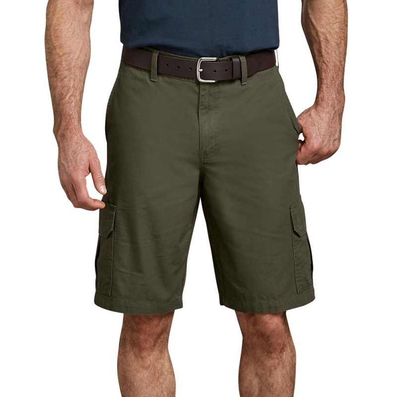 Green Dickies Relaxed Fit Ripstop Cargo Men's Shorts | 093-CIJDKY