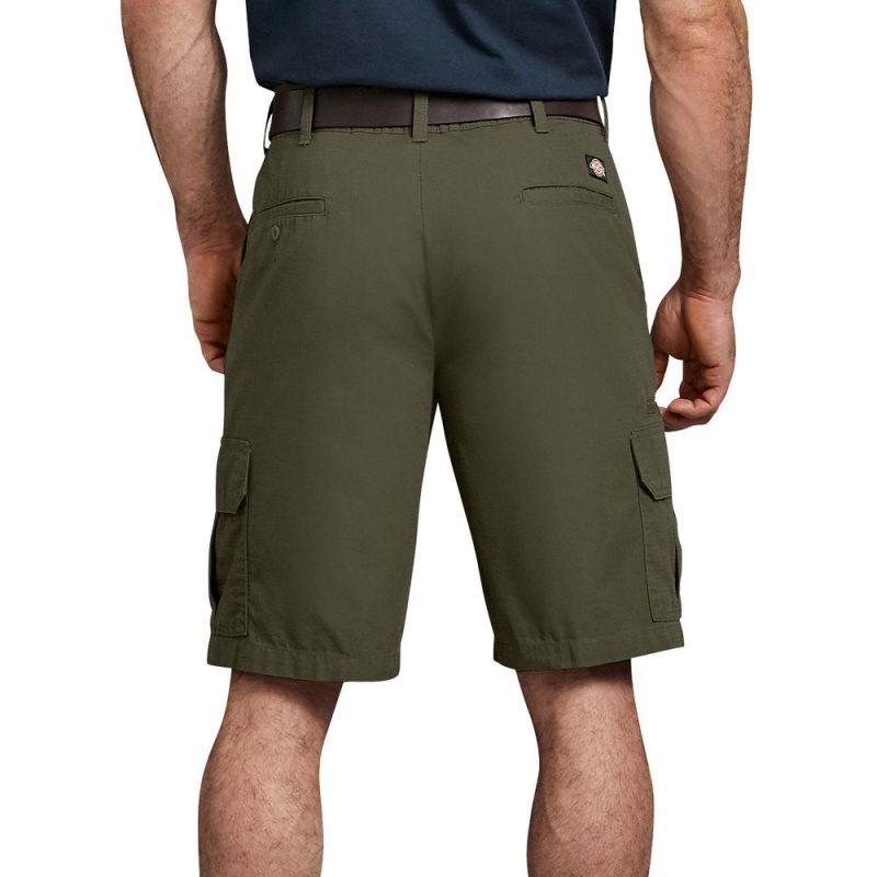 Green Dickies Relaxed Fit Ripstop Cargo Men's Shorts | 093-CIJDKY