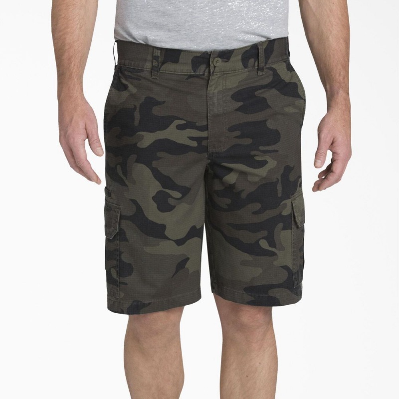 Green Dickies Relaxed Fit Ripstop Cargo Men\'s Shorts | 974-GVYKZI