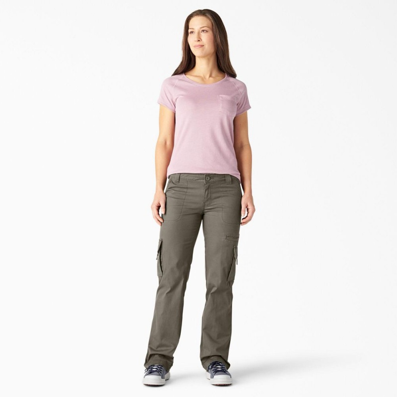 Green Dickies Relaxed Fit Straight Leg Women's Cargo Pants | 469-CQTKDR