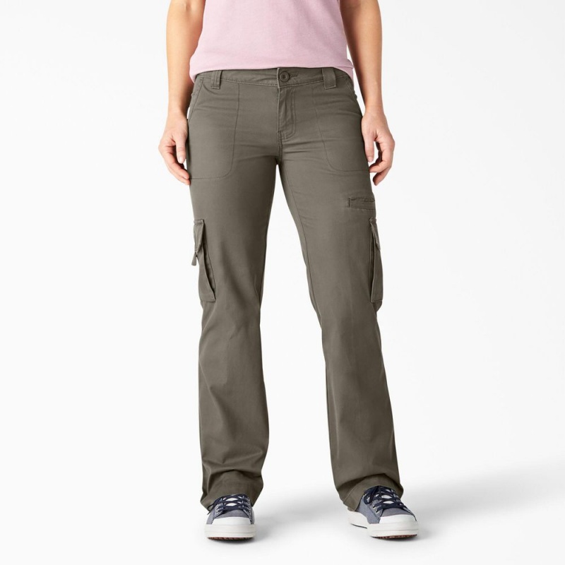 Green Dickies Relaxed Fit Straight Leg Women\'s Cargo Pants | 469-CQTKDR