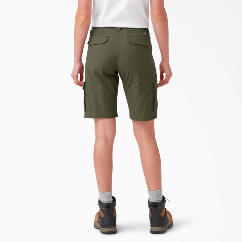 Green Dickies Ripstop Cargo Women's Shorts | 876-LYPFVJ