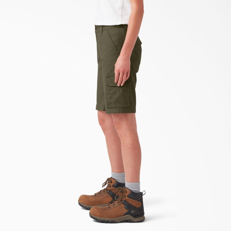 Green Dickies Ripstop Cargo Women's Shorts | 876-LYPFVJ