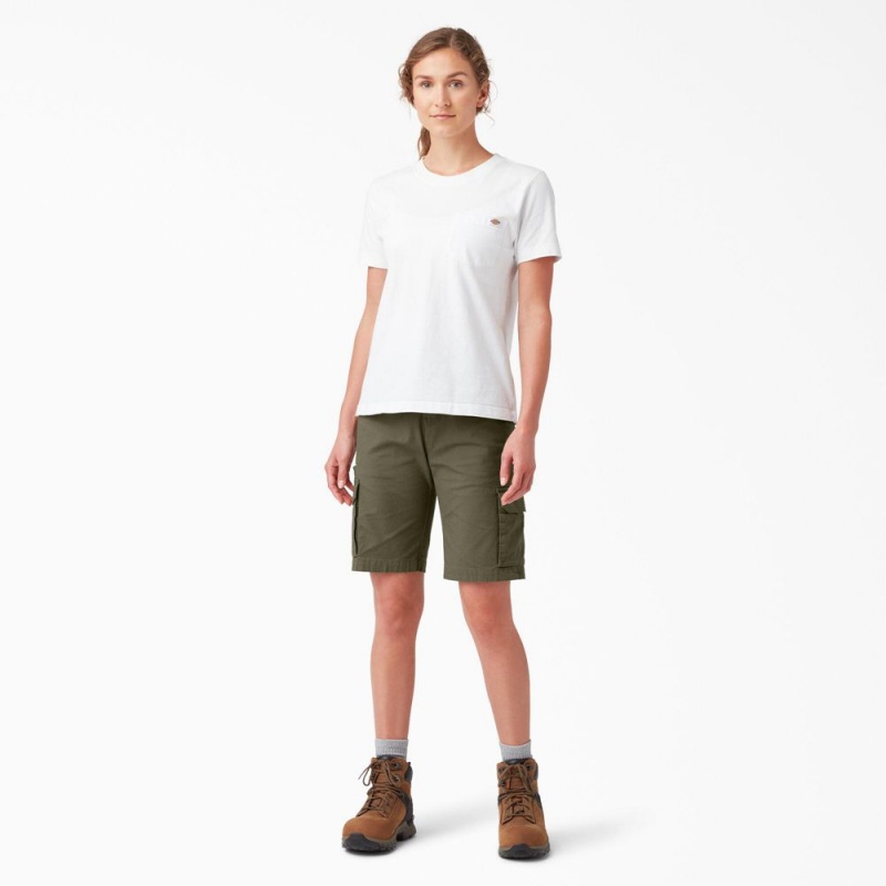 Green Dickies Ripstop Cargo Women's Shorts | 876-LYPFVJ