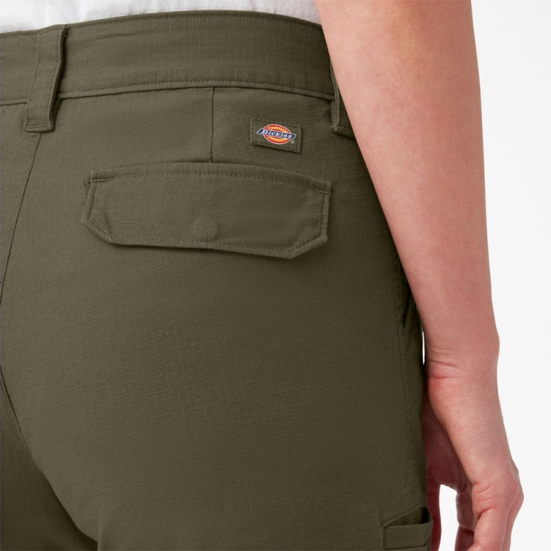 Green Dickies Ripstop Cargo Women's Shorts | 876-LYPFVJ