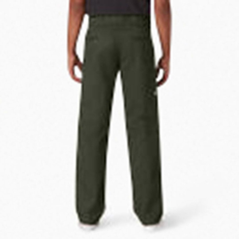 Green Dickies Slim Straight Fit Double Knee Men's Pants | 031-RSACVJ