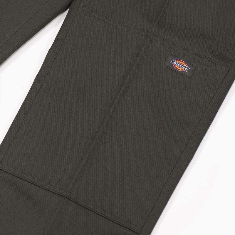 Green Dickies Slim Straight Fit Double Knee Men's Pants | 031-RSACVJ