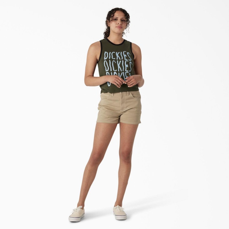 Green Dickies Sporty Graphic Women's Tank Top | 812-ENHICU