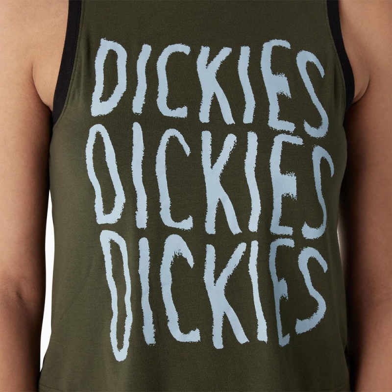 Green Dickies Sporty Graphic Women's Tank Top | 812-ENHICU