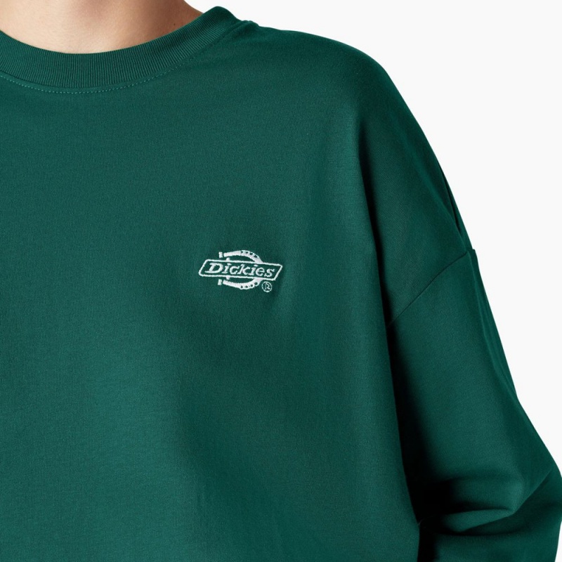 Green Dickies Summerdale Long Sleeve Women's T-Shirt | 579-RJSOAL