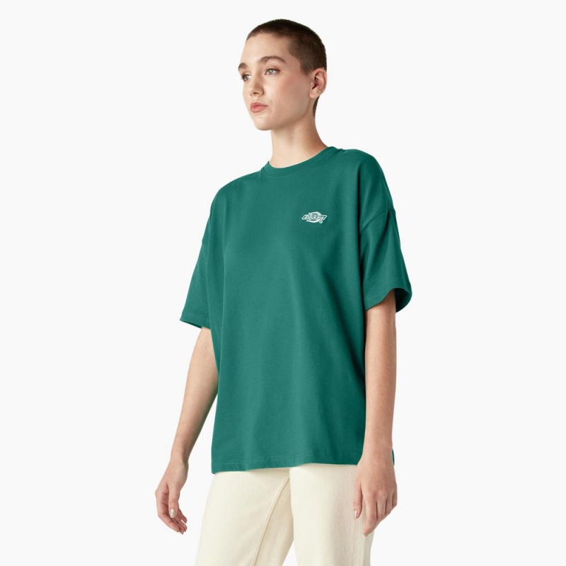 Green Dickies Summerdale Short Sleeve Women's T-Shirt | 590-JYUSAH