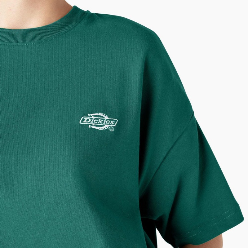 Green Dickies Summerdale Short Sleeve Women's T-Shirt | 590-JYUSAH