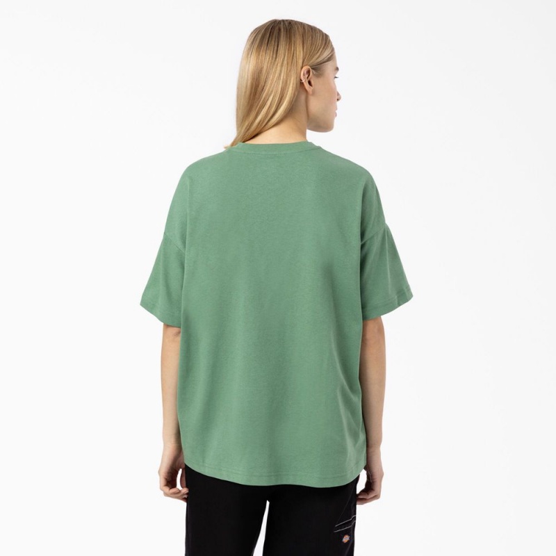 Green Dickies Summerdale Short Sleeve Women's T-Shirt | 783-VQYHFE