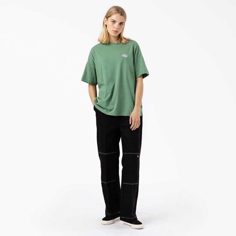 Green Dickies Summerdale Short Sleeve Women's T-Shirt | 783-VQYHFE