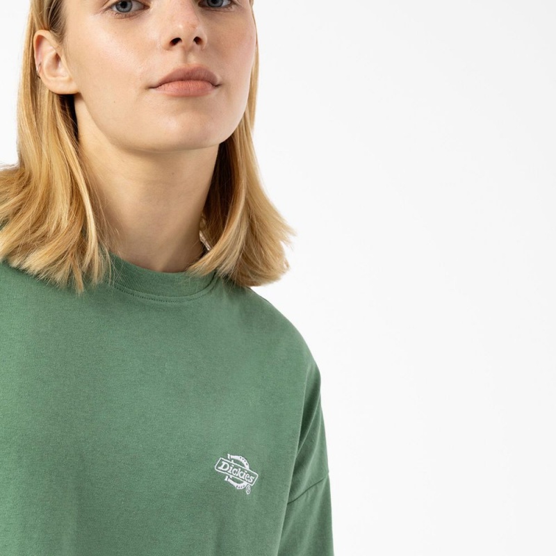 Green Dickies Summerdale Short Sleeve Women's T-Shirt | 783-VQYHFE