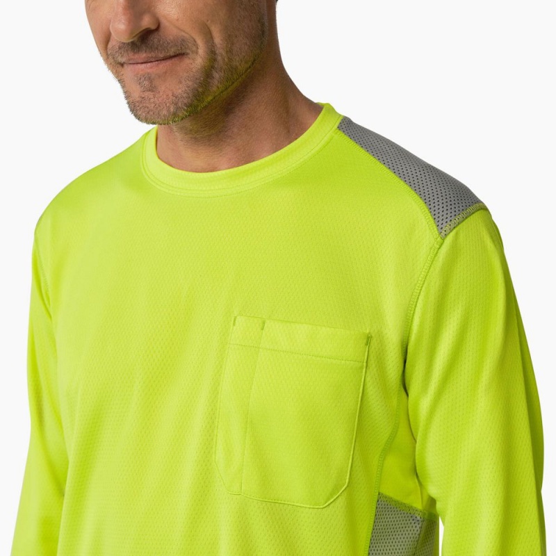 Green Dickies Temp-iQ® 365 Long Sleeve Pocket Men's T-Shirt | 145-HZEMCN