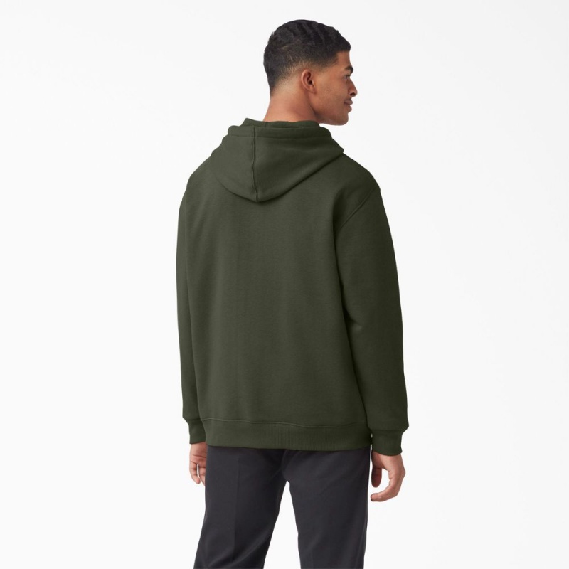 Green Dickies Uniontown Men's Hoodie | 568-BKZAVW