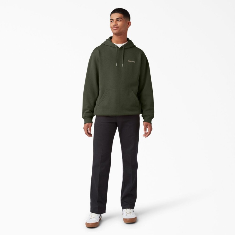 Green Dickies Uniontown Men's Hoodie | 568-BKZAVW