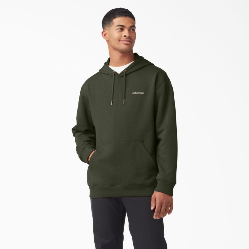 Green Dickies Uniontown Men\'s Hoodie | 568-BKZAVW