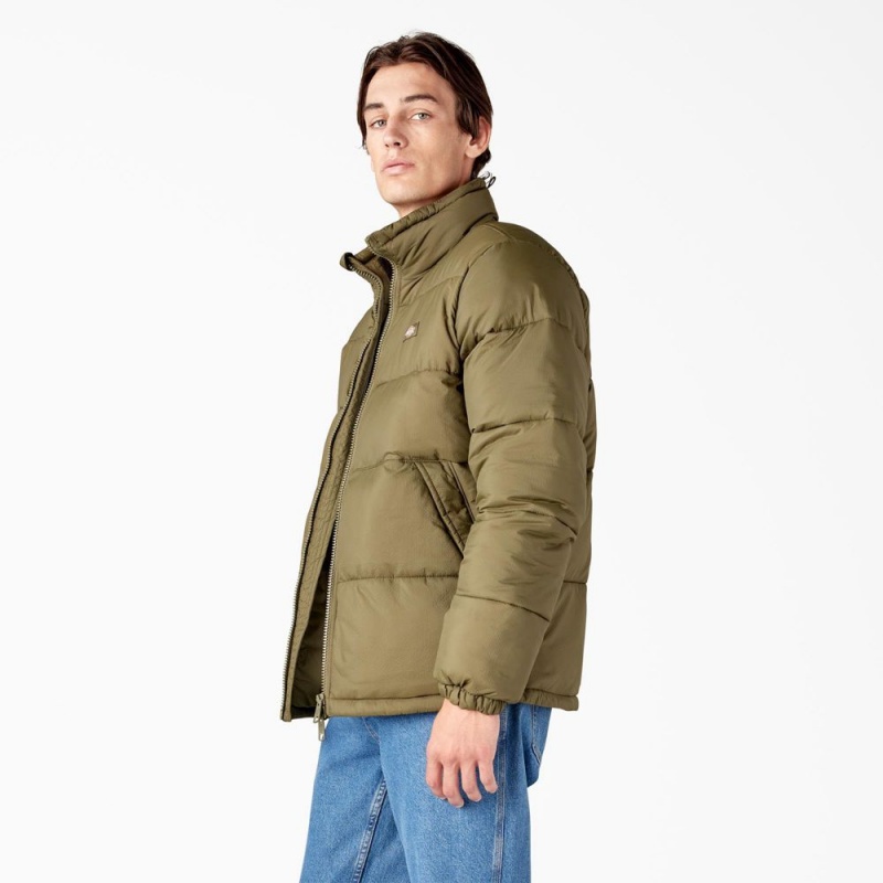 Green Dickies Waldenburg Puffer Men's Jacket | 187-CTLZQN