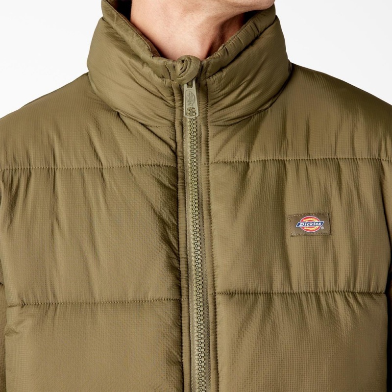 Green Dickies Waldenburg Puffer Men's Jacket | 187-CTLZQN