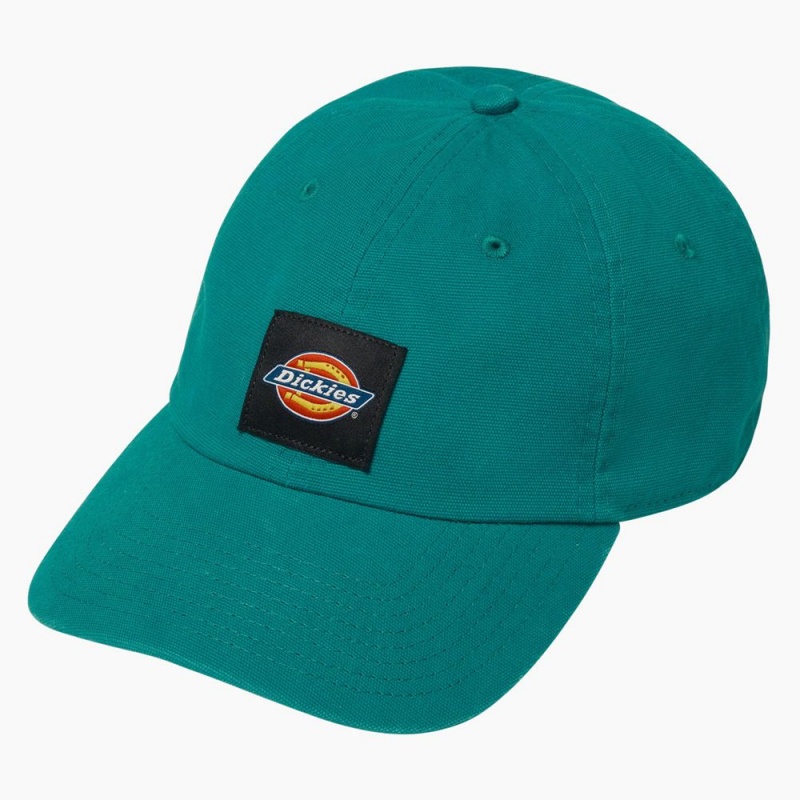 Green Dickies Washed Canvas Men\'s Cap | 834-GXPVML