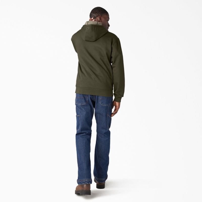 Green Dickies Water Repellent Camo Logo Men's Hoodie | 915-EGFLKO