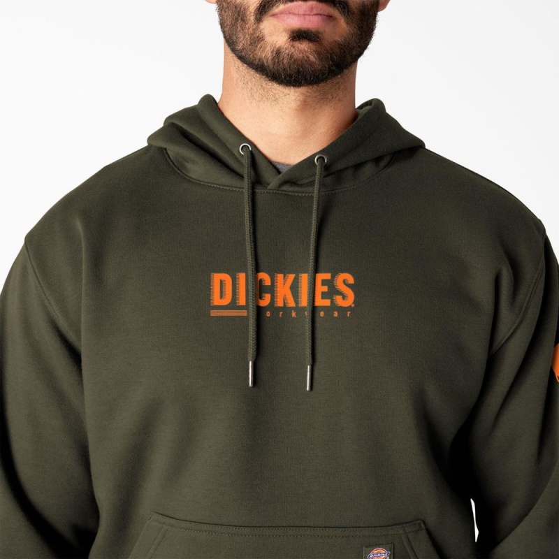 Green Dickies Water Repellent Workwear Graphic Men's Hoodie | 159-KFQZMH