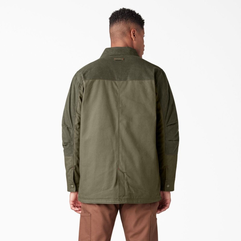 Green Dickies Waxed Canvas Chore Men's Jacket | 634-REOWXI