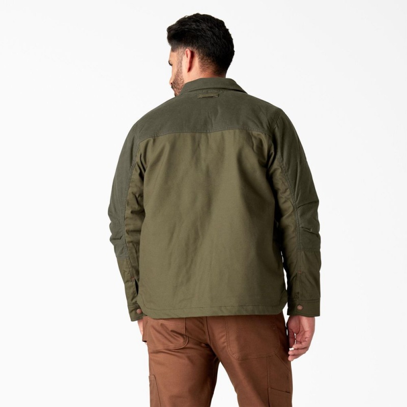 Green Dickies Waxed Canvas Service Men's Jacket | 837-XKSTLM