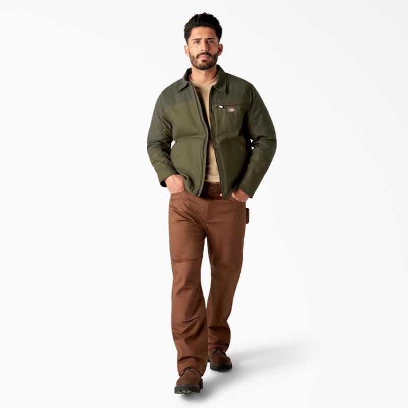 Green Dickies Waxed Canvas Service Men's Jacket | 837-XKSTLM