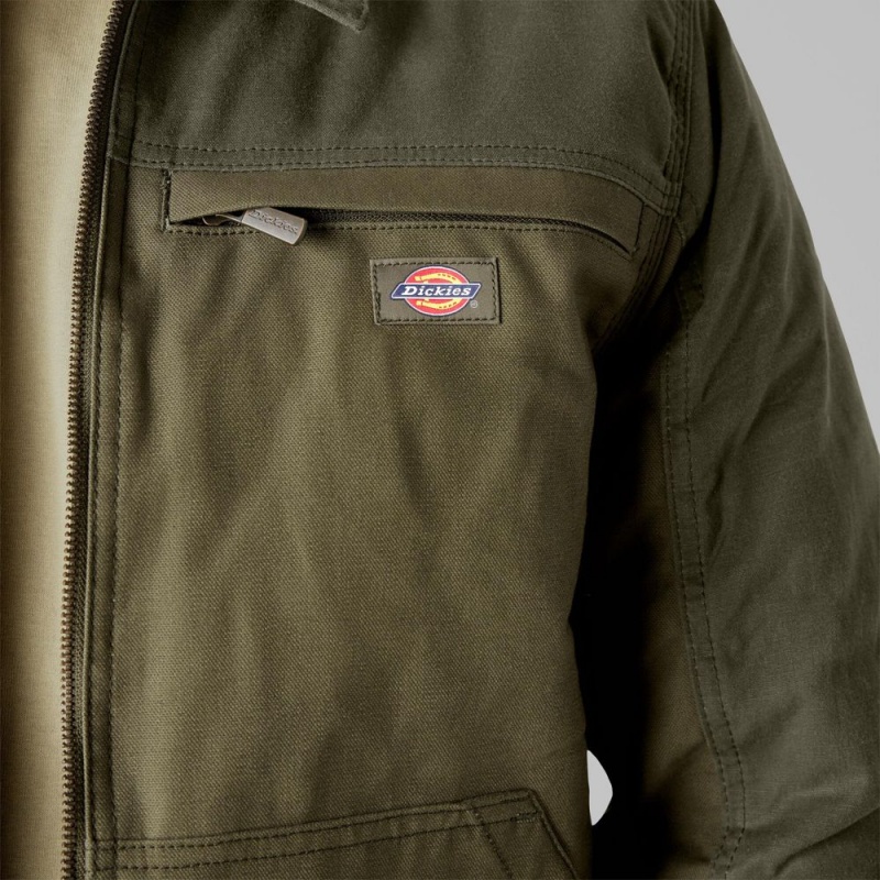 Green Dickies Waxed Canvas Service Men's Jacket | 837-XKSTLM