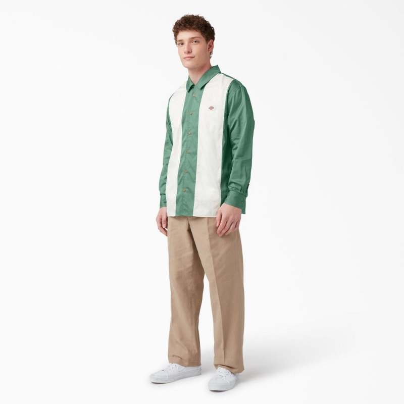 Green Dickies Westover Long Sleeve Men's Shirt | 406-KLPXUA