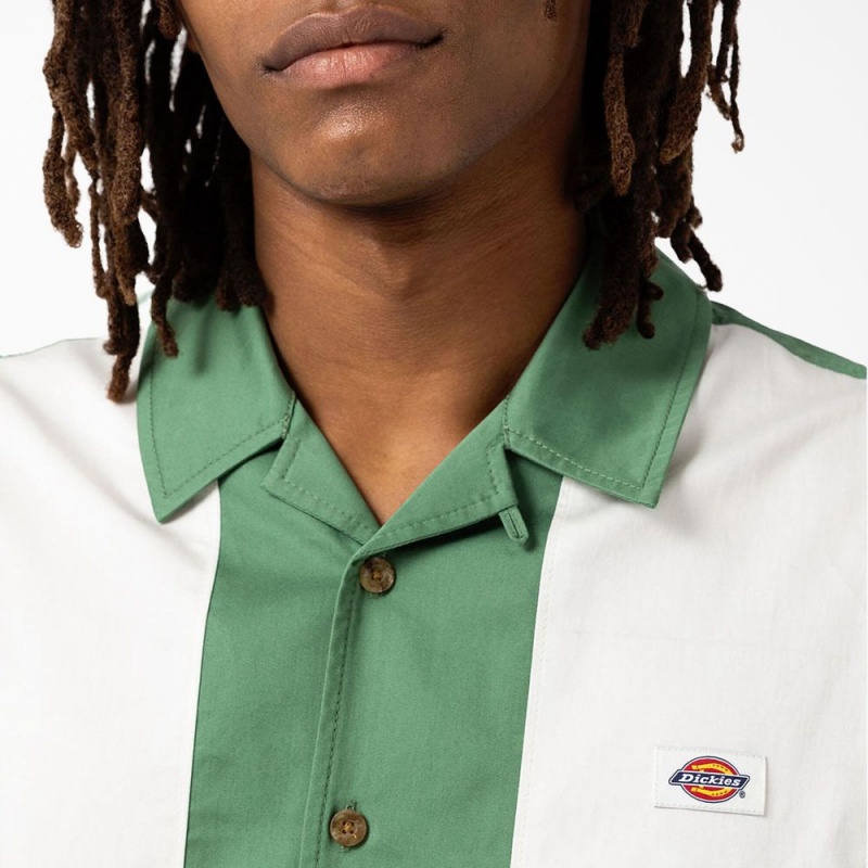 Green Dickies Westover Long Sleeve Men's Shirt | 406-KLPXUA