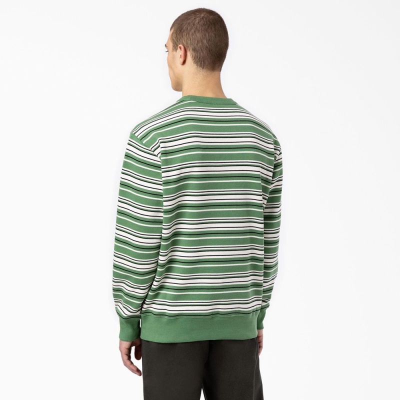 Green Dickies Westover Striped Men's Sweatshirt | 708-IGORQB