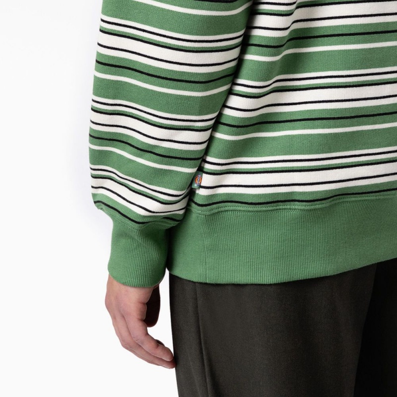 Green Dickies Westover Striped Men's Sweatshirt | 708-IGORQB