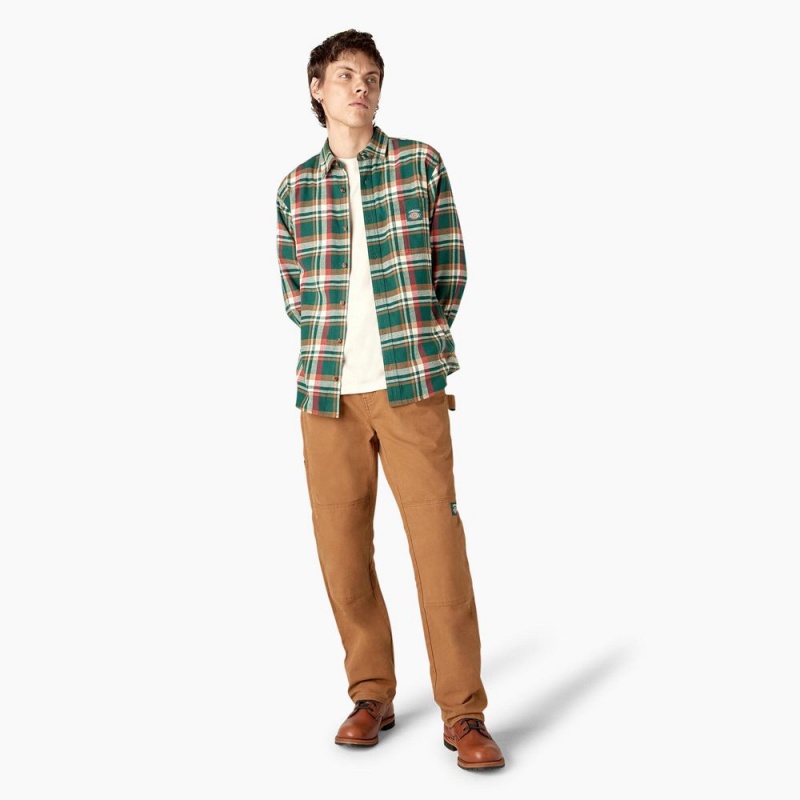 Green Dickies x Jameson Flannel Men's Shirt | 750-EZYRVN