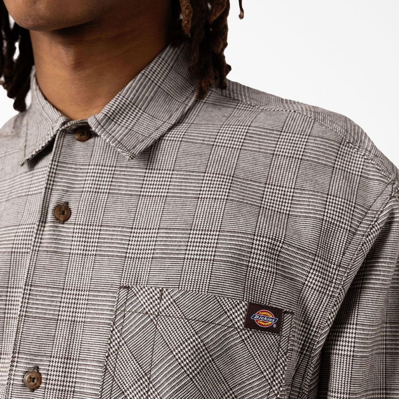 Grey Dickies Bakerhill Long Sleeve Men's Shirt | 027-IXUZDO