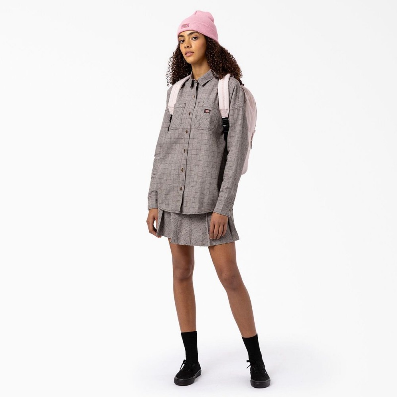 Grey Dickies Bakerhill Oversized Women's Shirt | 756-JPLGUB