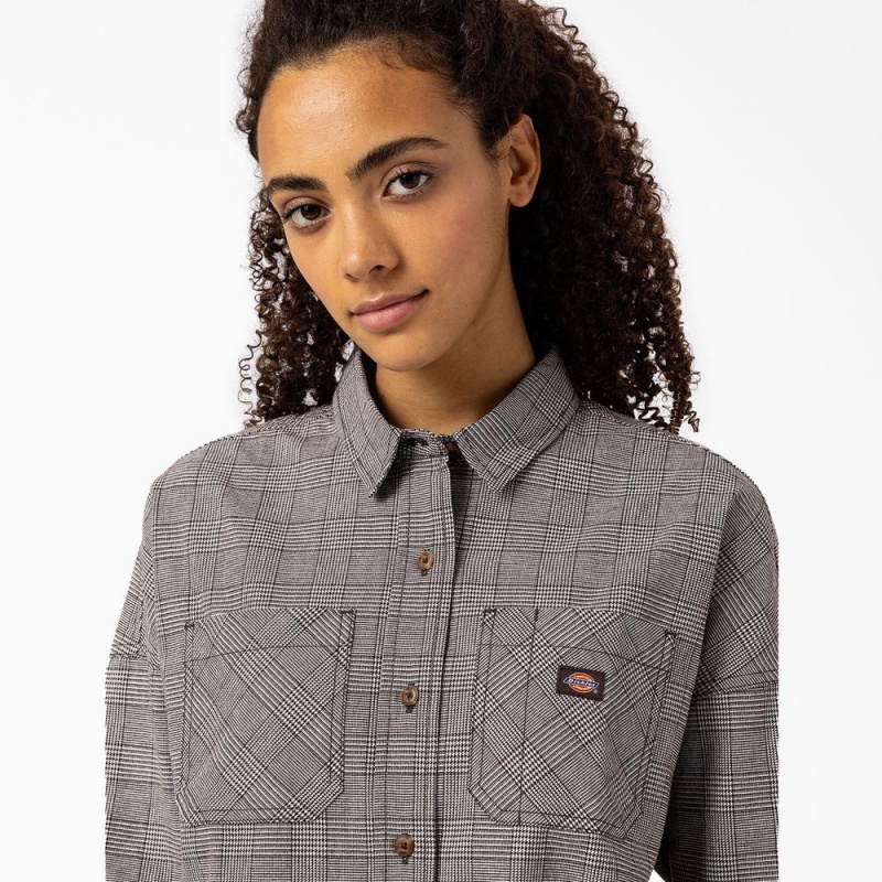 Grey Dickies Bakerhill Oversized Women's Shirt | 756-JPLGUB