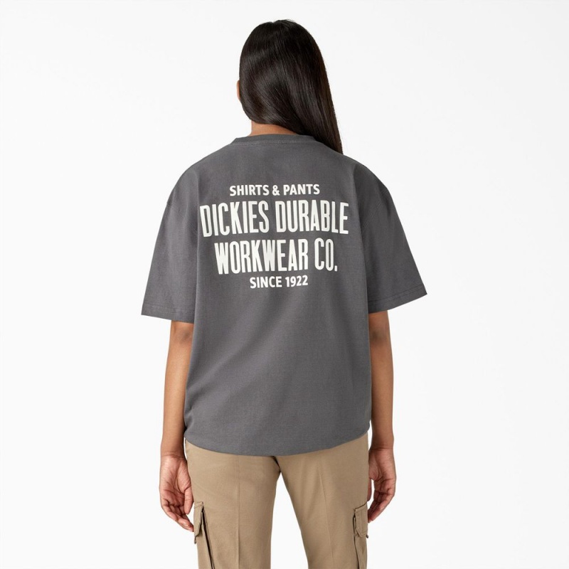 Grey Dickies Built to Last Heavyweight Women's T-Shirt | 079-IUBXER