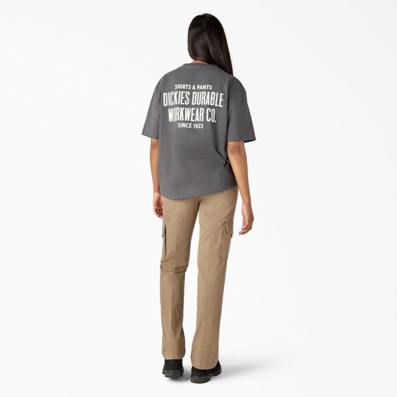 Grey Dickies Built to Last Heavyweight Women's T-Shirt | 079-IUBXER