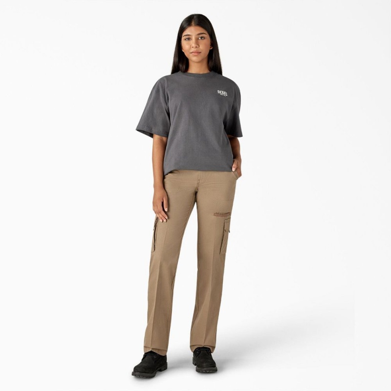 Grey Dickies Built to Last Heavyweight Women's T-Shirt | 079-IUBXER