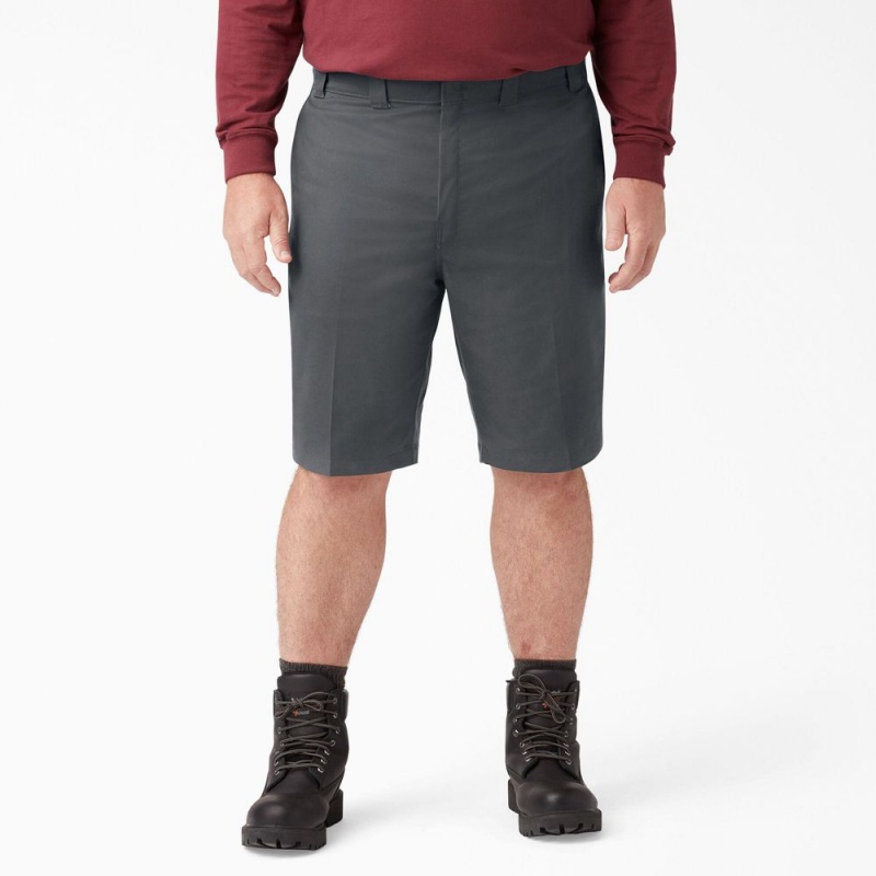 Grey Dickies Cooling Active Waist Men's Shorts | 603-OCQWBA