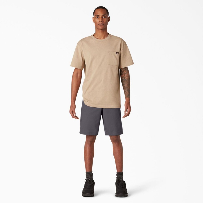 Grey Dickies Cooling Active Waist Men's Shorts | 603-OCQWBA