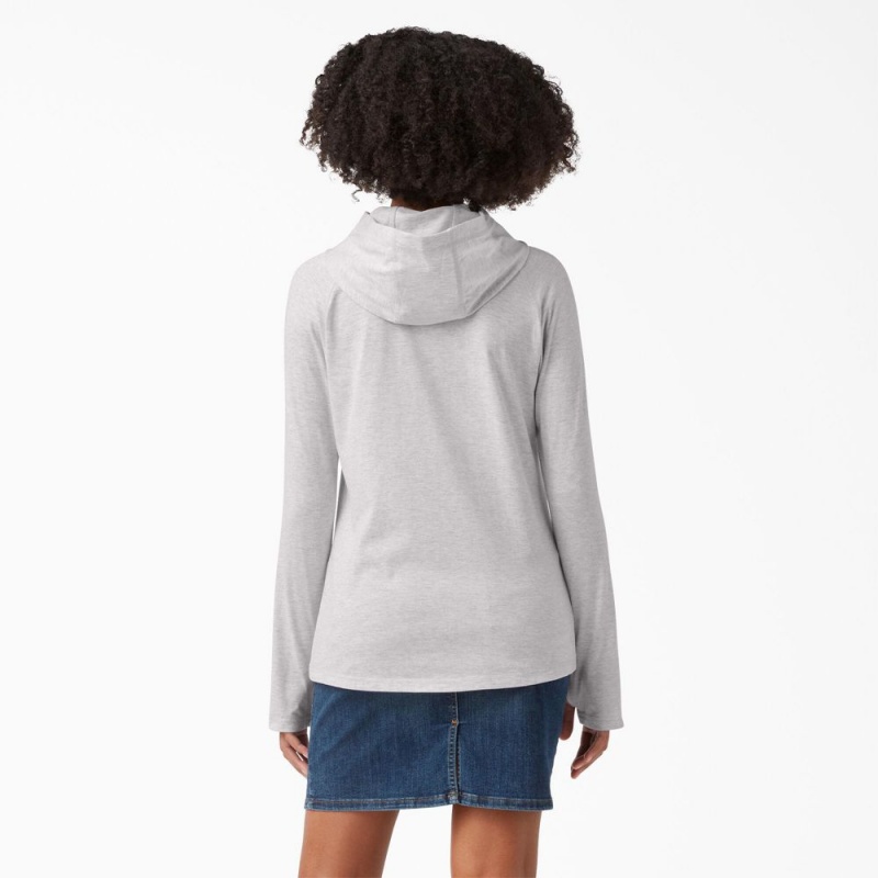 Grey Dickies Cooling Performance Sun Women's Hoodie | 641-GFHPEV