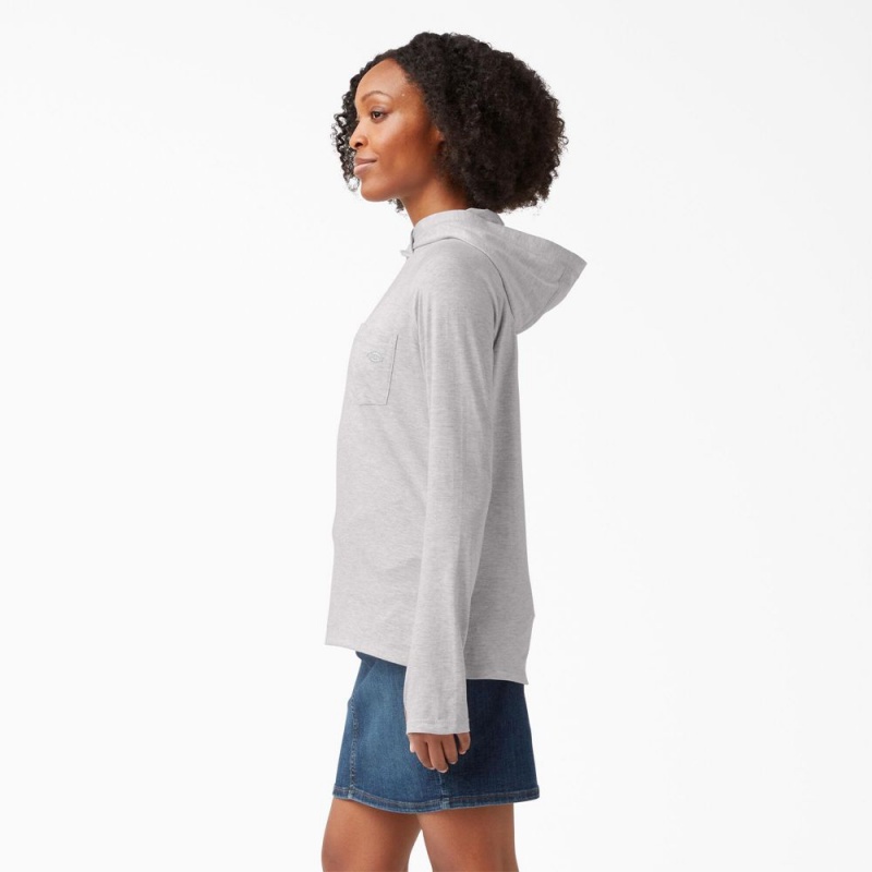 Grey Dickies Cooling Performance Sun Women's Hoodie | 641-GFHPEV