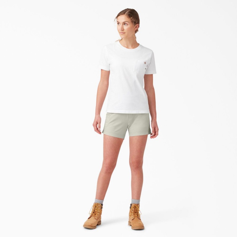 Grey Dickies Cooling Relaxed Fit Pull-On Women's Shorts | 829-UABTZC