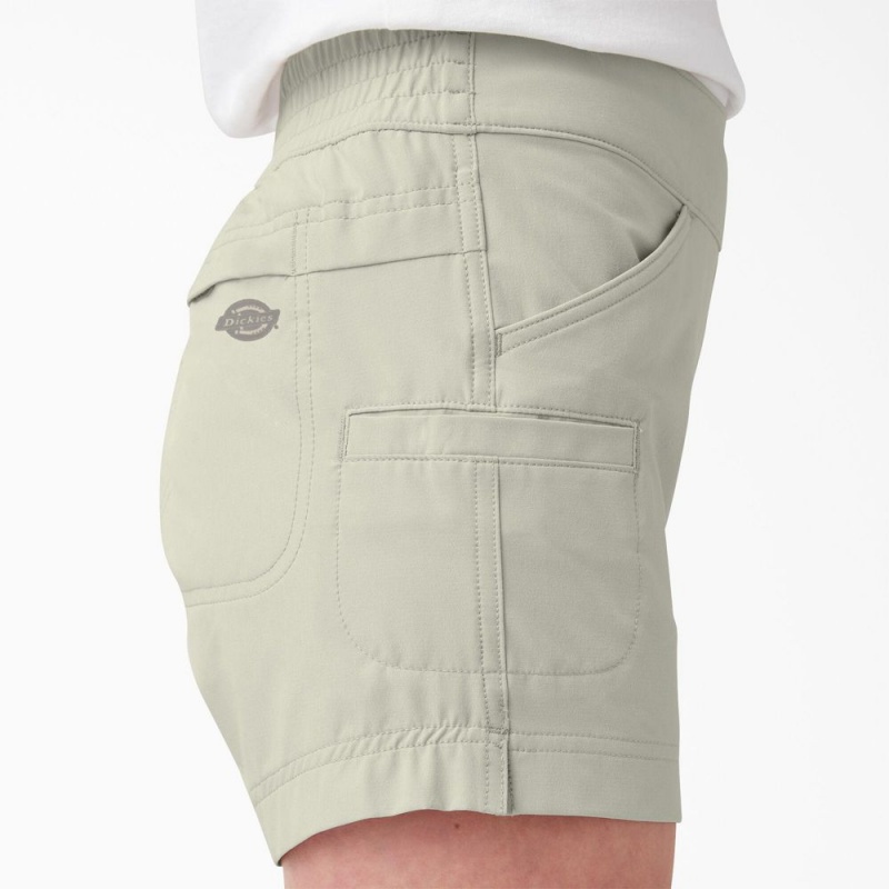 Grey Dickies Cooling Relaxed Fit Pull-On Women's Shorts | 829-UABTZC